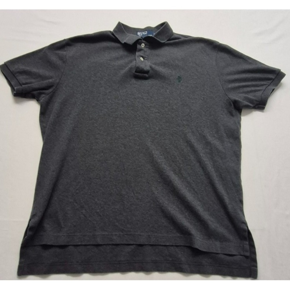 Polo Ralph Lauren men's gray short sleeve polo shirt LG green logo Cotton
